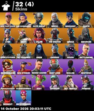 32-Skin OG Fortnite Account | Havoc, Elite Agent, Omega, Sub Commander | PC/PSN/Xbox