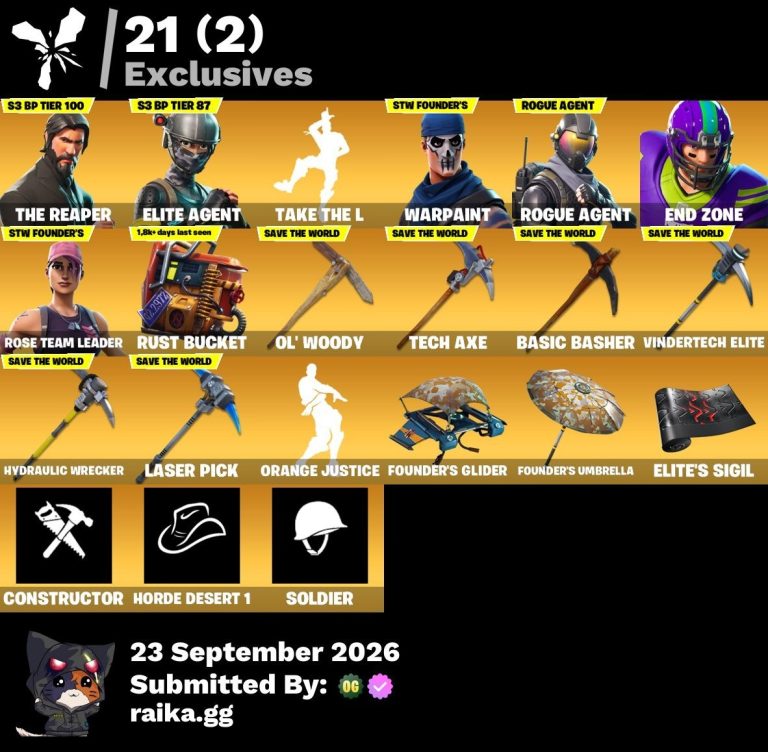 52-Skin OG Fortnite Account | The Reaper, Elite Agent, Dark Voyager, Omega | PC/PSN/Xbox