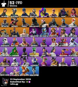 52-Skin OG Fortnite Account | The Reaper, Elite Agent, Dark Voyager, Omega | PC/PSN/Xbox