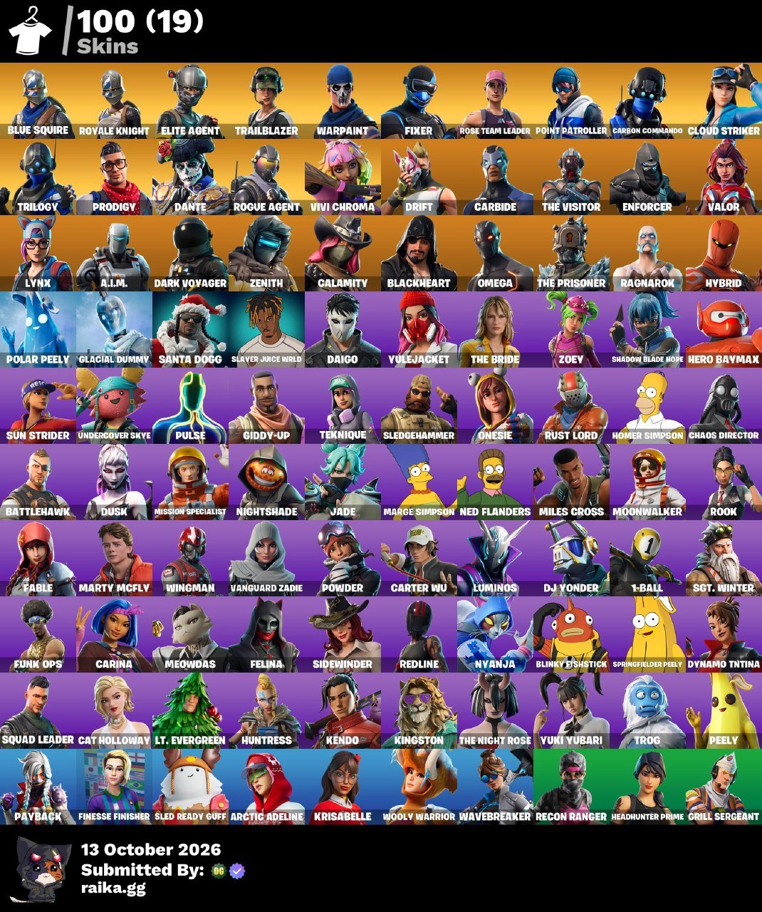 100-Skin OG Fortnite Account | Blue Squire, Royale Knight, The Reaper, Elite Agent | PC/PSN/Xbox/Switch/Mobile