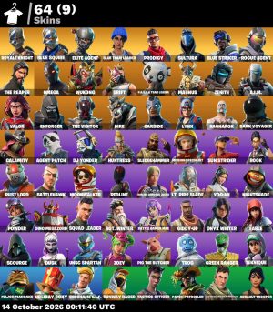 64-Skin Fortnite Account | Blue Squire, Royale Knight, The Reaper, Elite Agent | PC/Xbox