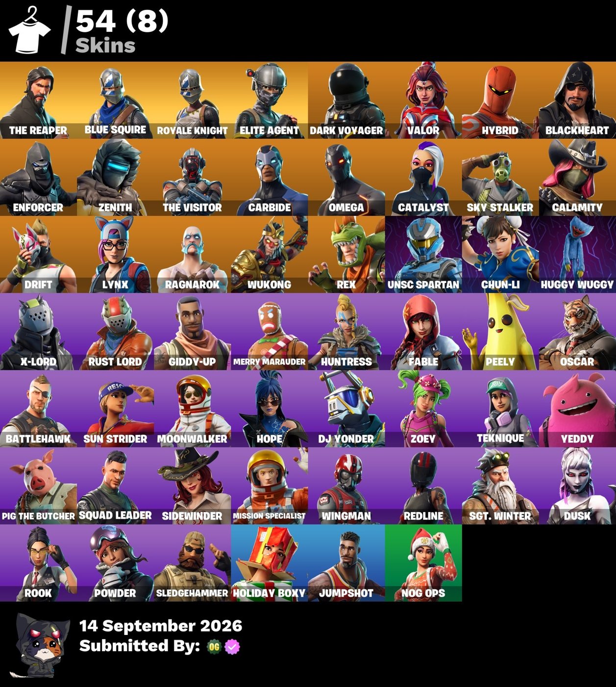 54-Skin Fortnite Account | Blue Squire, Royale Knight, The Reaper, Elite Agent | PC/PSN/Xbox