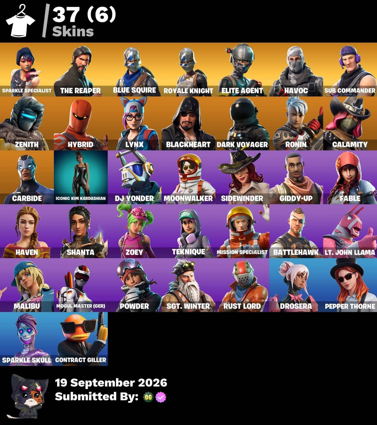 37-Skin Fortnite Account | Sparkle Specialist, Blue Squire, Royale Knight, The Reaper | PC/Xbox