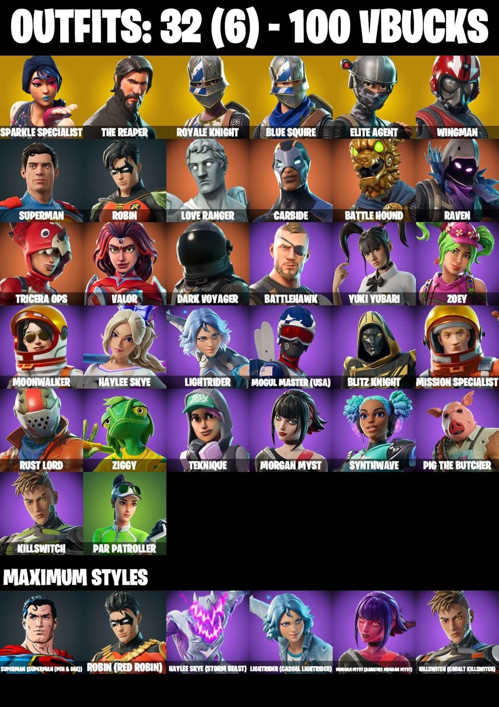 32-Skin Fortnite Account | Sparkle Specialist, Blue Squire, Royale Knight, The Reaper | PC/PSN/Xbox