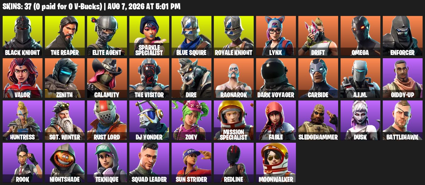 37-Skin Fortnite Account | Black Knight, Sparkle Specialist, Blue Squire, Royale Knight | PC/PSN/Xbox