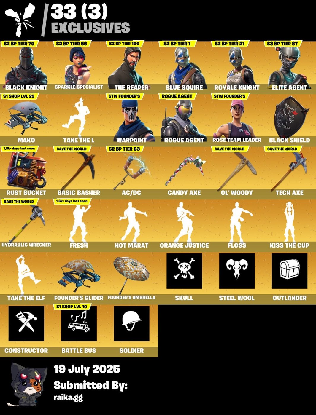 57-Skin OG Fortnite Account | Black Knight, Sparkle Specialist, Blue Squire, Royale Knight | PC/PSN/Xbox