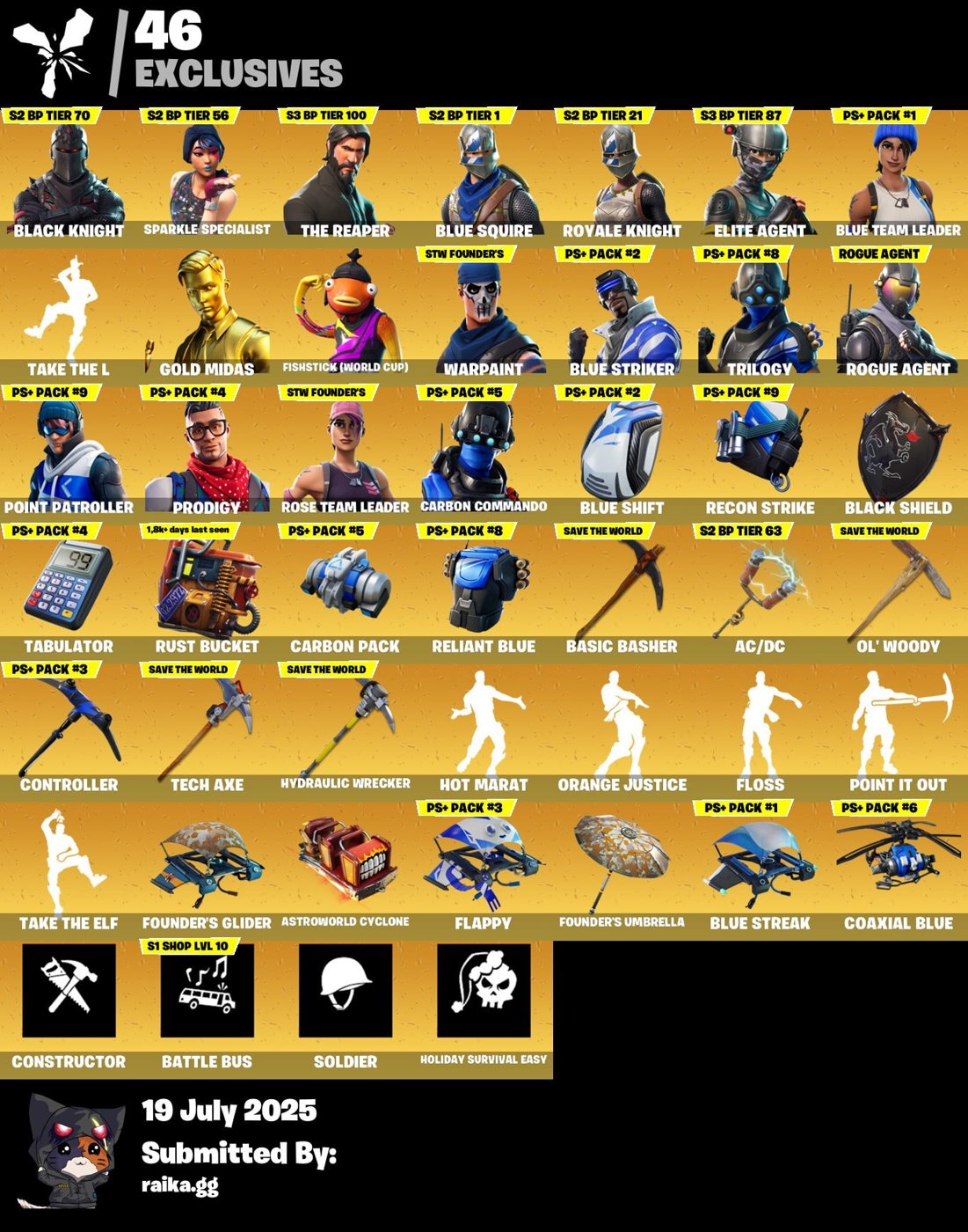 97-Skin OG Fortnite Account | Black Knight, Sparkle Specialist, Blue Squire, Royale Knight | PC/PSN/Xbox