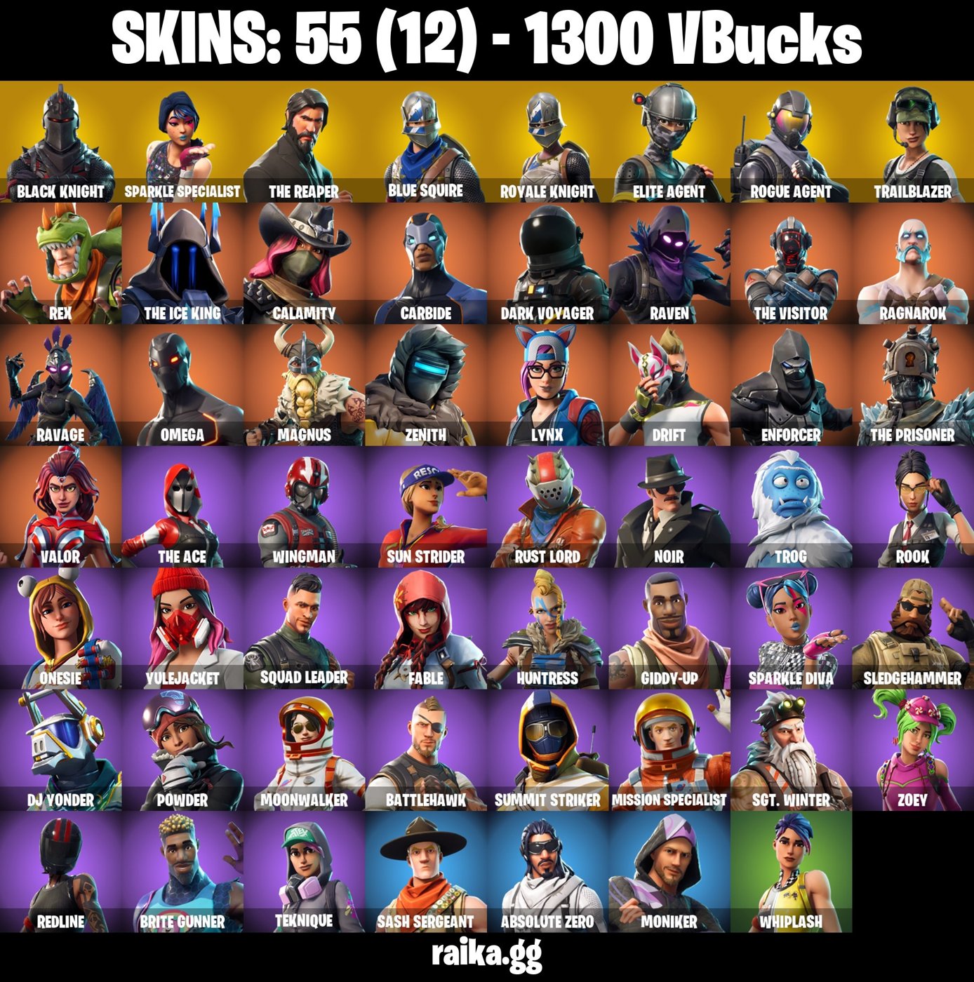 55-Skin Fortnite Account | Black Knight, Sparkle Specialist, Blue Squire, Royale Knight | PC/PSN/Xbox