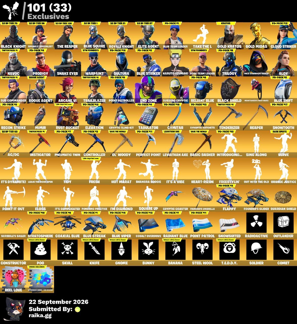 333-Skin OG Fortnite Account | Black Knight, Sparkle Specialist, The Reaper, Kratos | PC/PSN/Xbox/Switch/Mobile