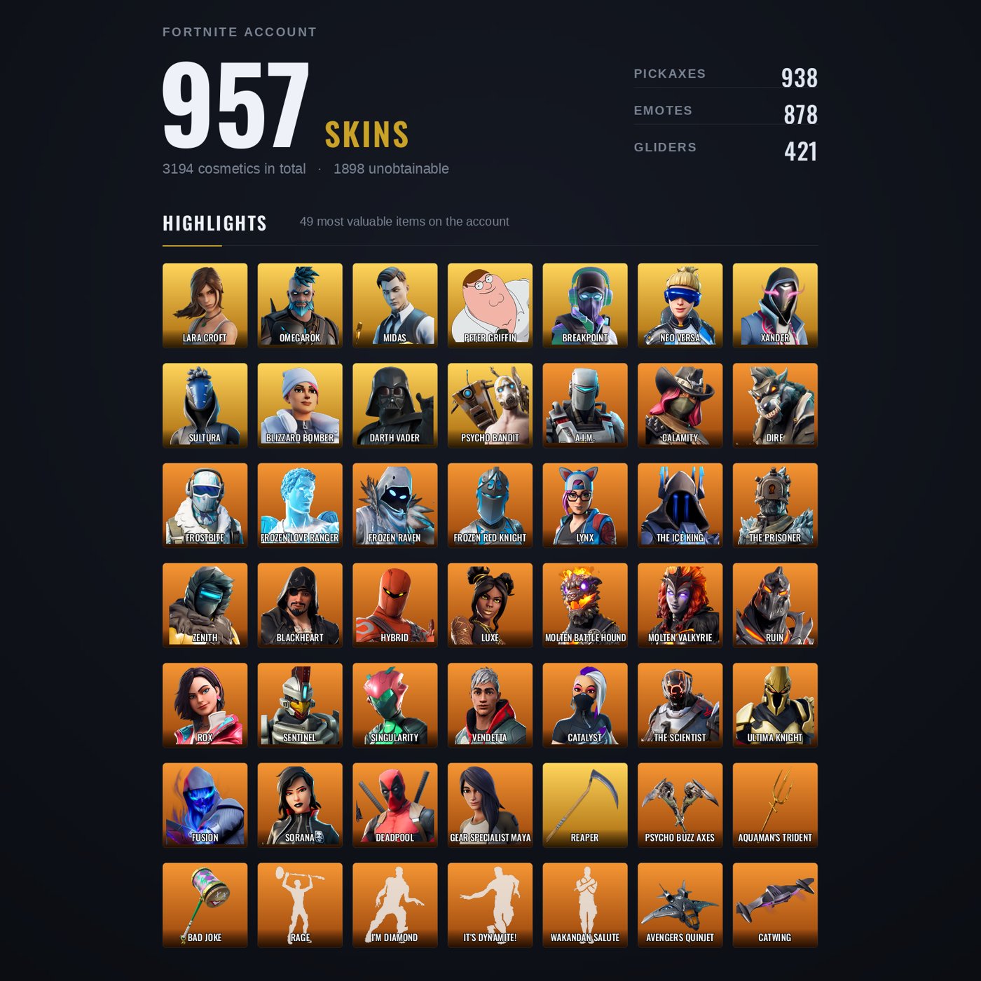 Fortnite account 957-Skin Fortnite Account | Lara Croft | PC