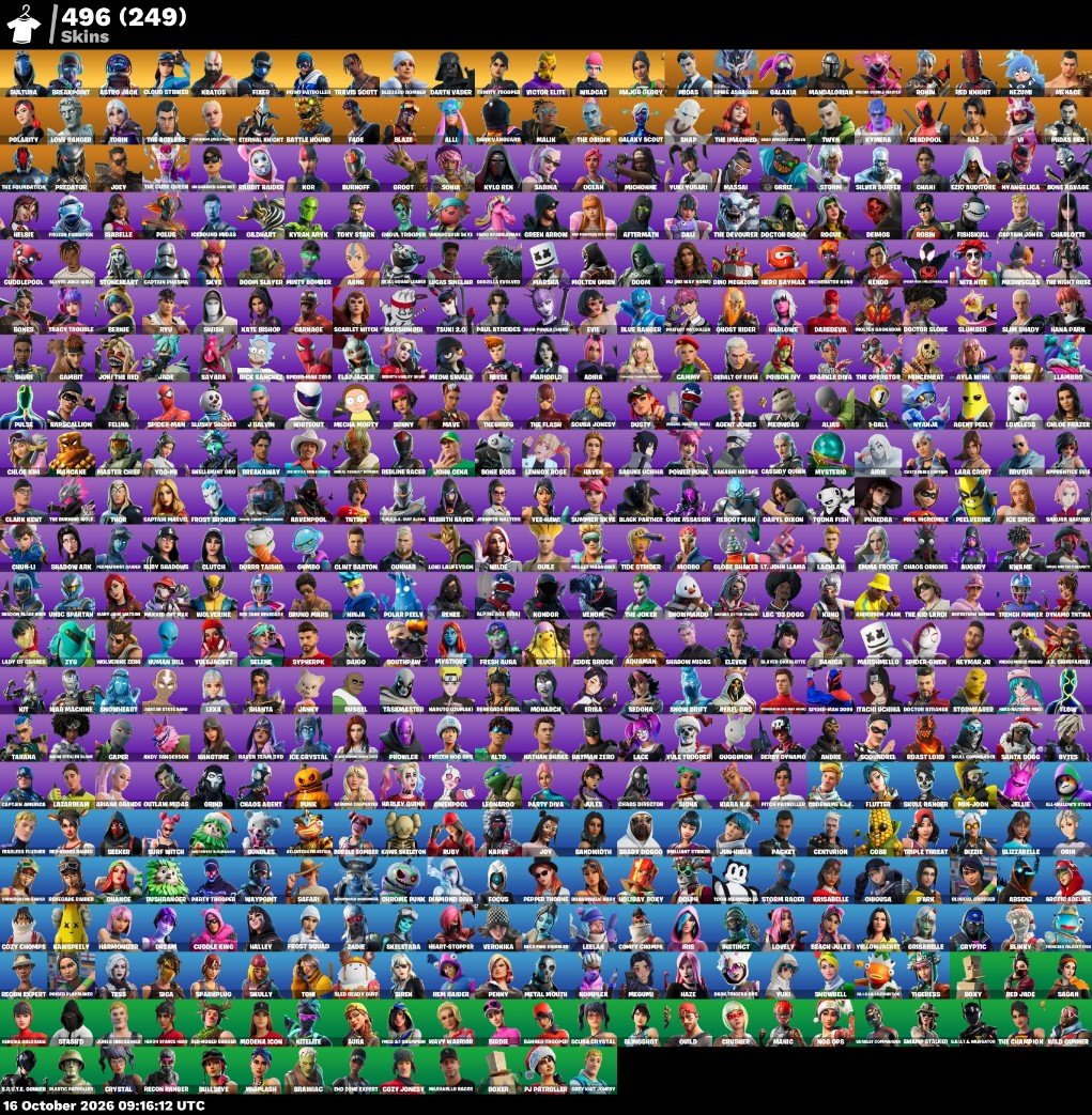 496-Skin Fortnite Account | Travis Scott, Wildcat, Renegade Raider, Kratos | PC/Xbox