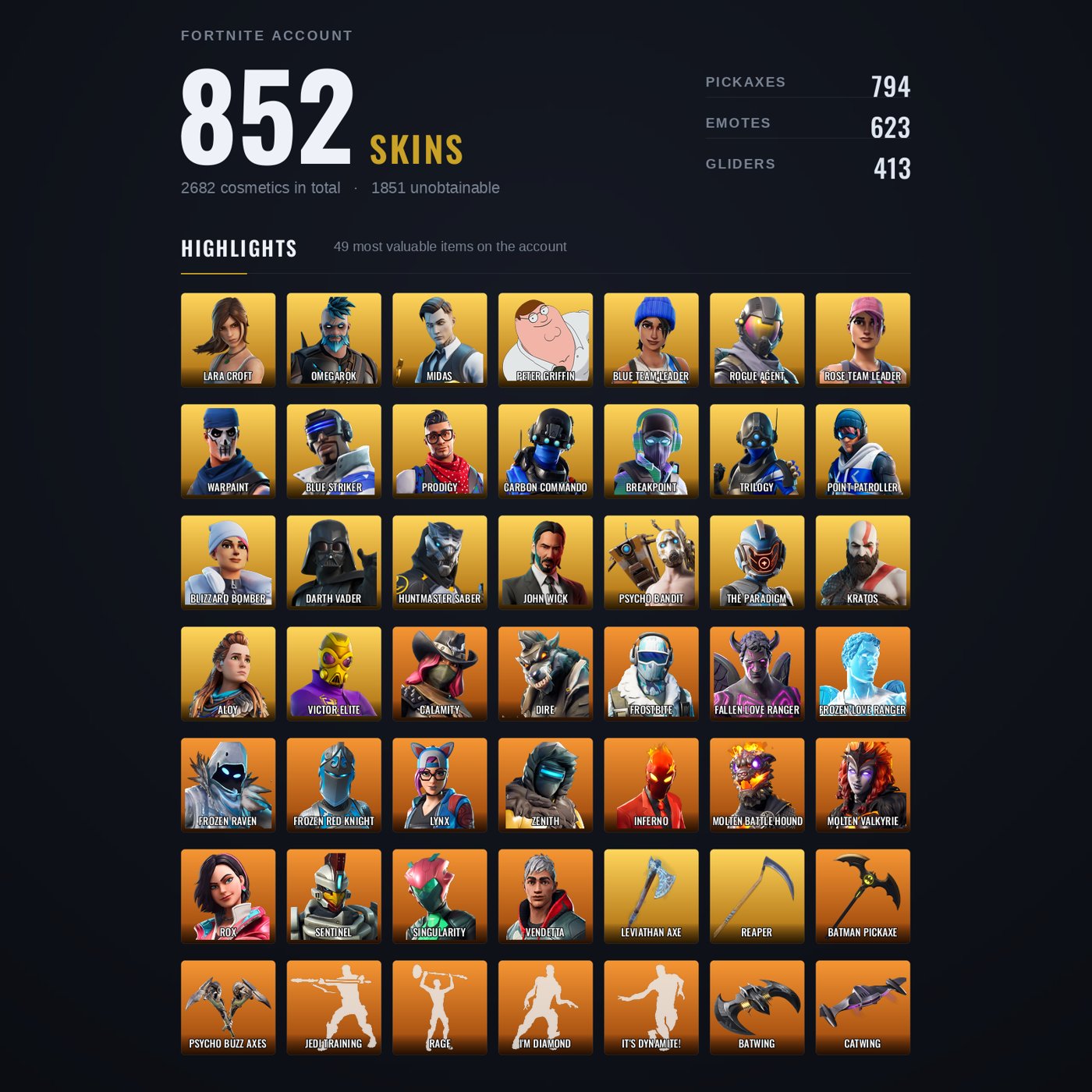 Fortnite account 852-Skin Fortnite Account | PC