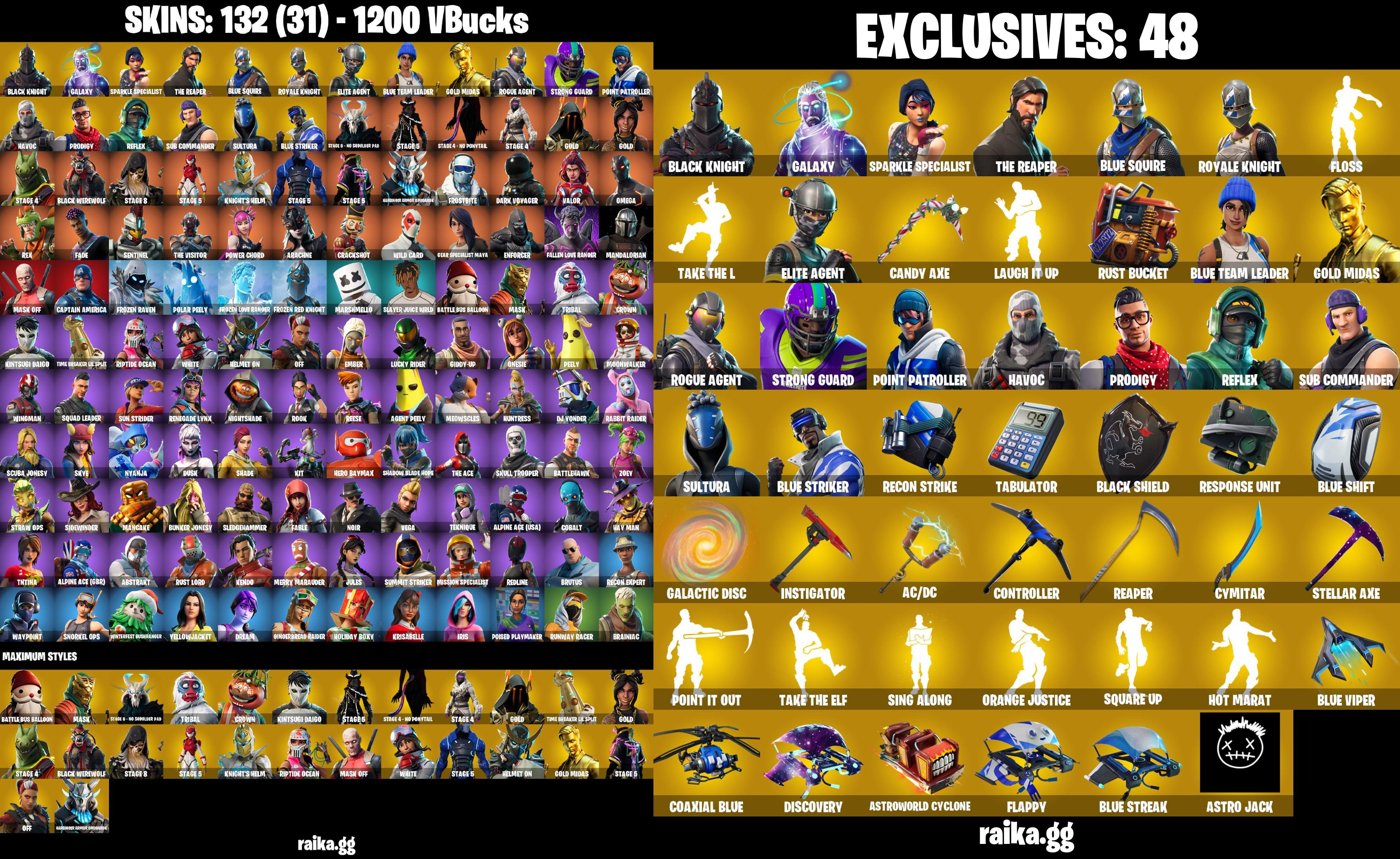 132-Skin Fortnite Account | Black Knight, Sparkle Specialist, Blue Squire, Royale Knight | PC/Xbox