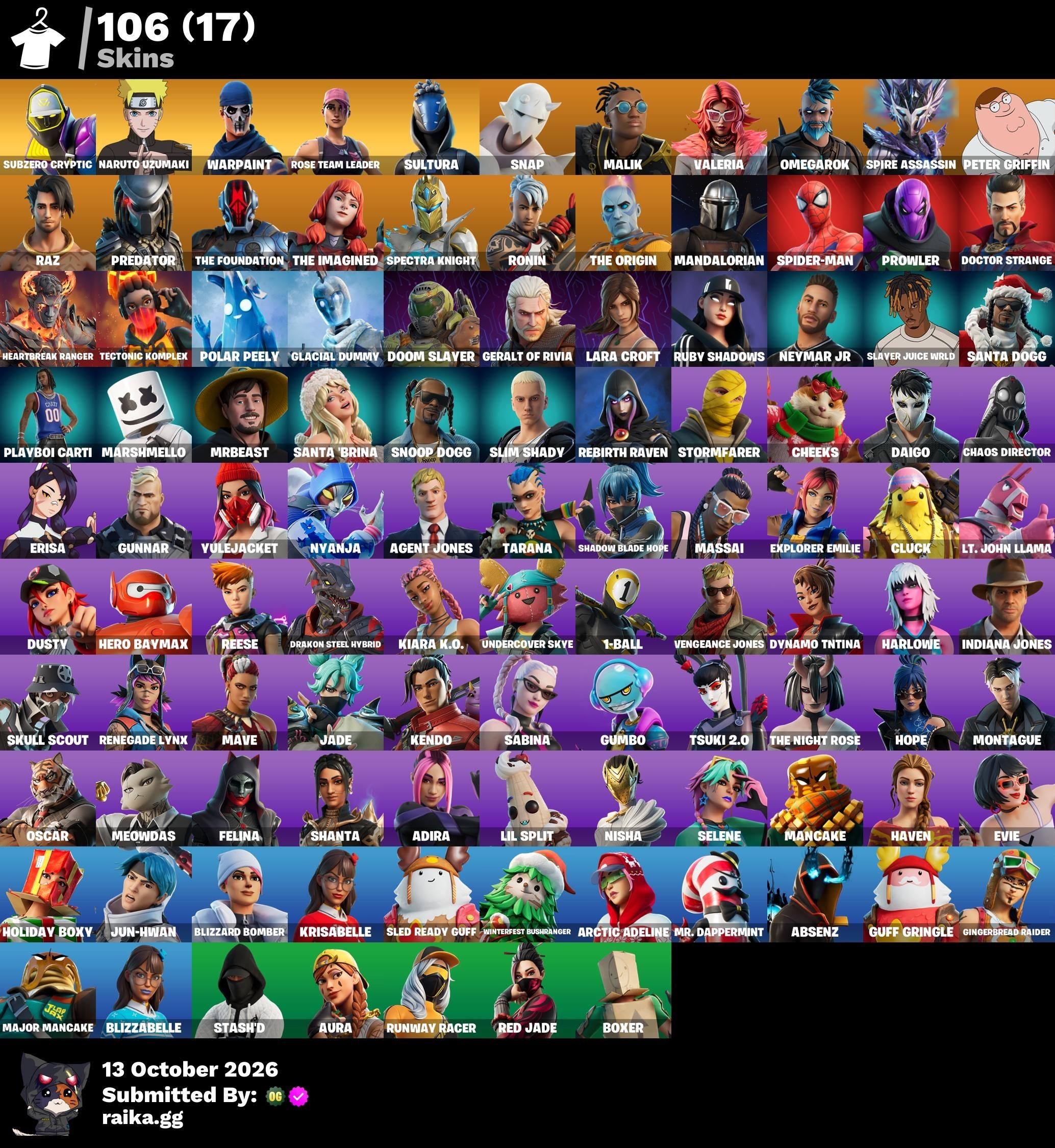Fortnite account 106-Skin OG Fortnite Account | OG STW, Subzero Cryptic, Naruto Uzumaki, Sultura | PC/PSN/Xbox