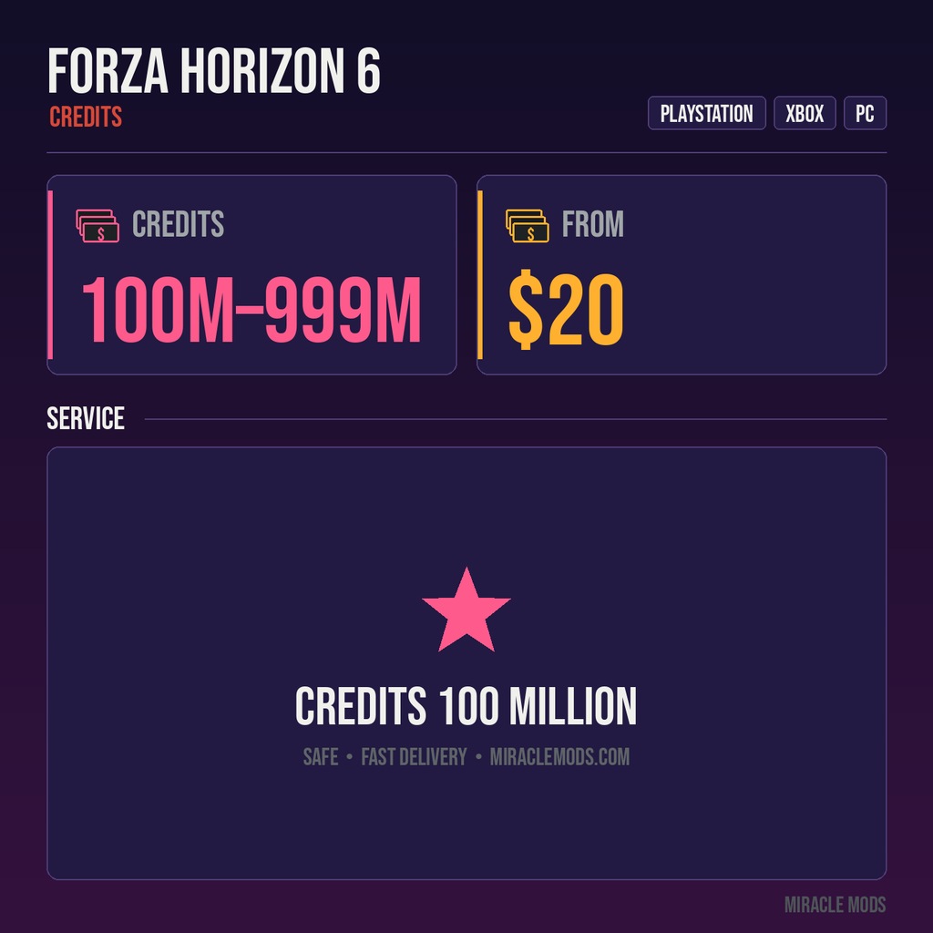 Forza Horizon 6 Credits 100 Million – 999 Million (PS5/Xbox/Steam)