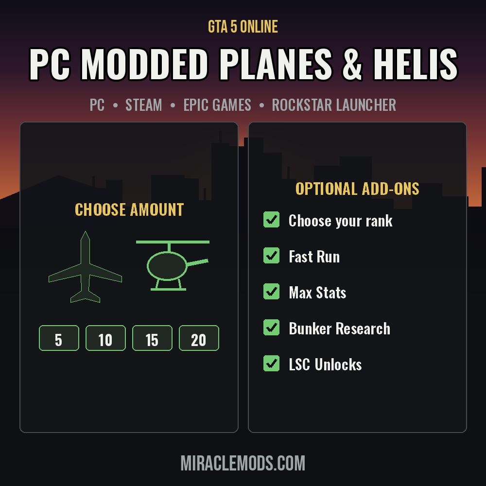 GTA 5 Online PC Modded Planes & Helicopters GTA 5 Online PC modded planes and helicopters