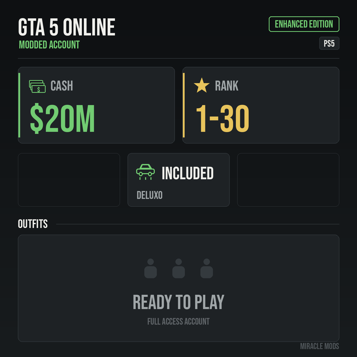 GTA 5 Online modded account GTA 5 Online modded account