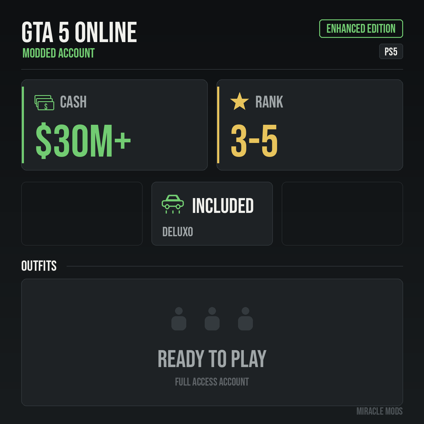 GTA 5 Online modded account GTA 5 Online modded account