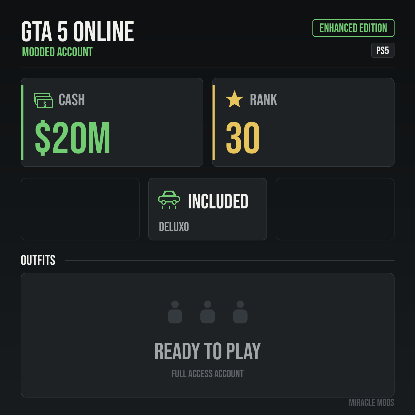 GTA 5 Online modded account GTA 5 Online modded account
