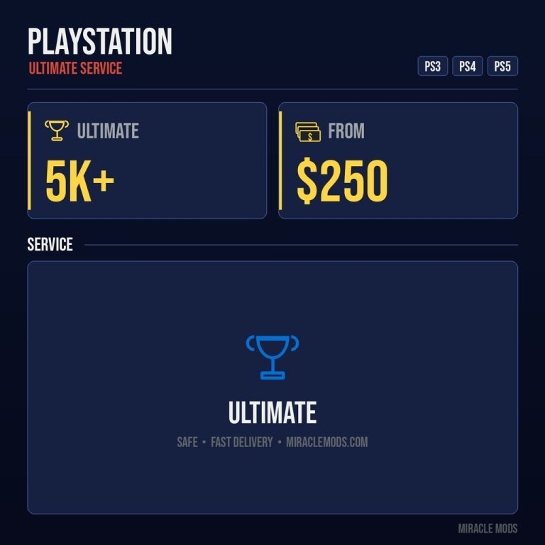 PlayStation Ultimate Trophy Service (PS3/PS4/PS5) PlayStation ultimate trophy service level 999