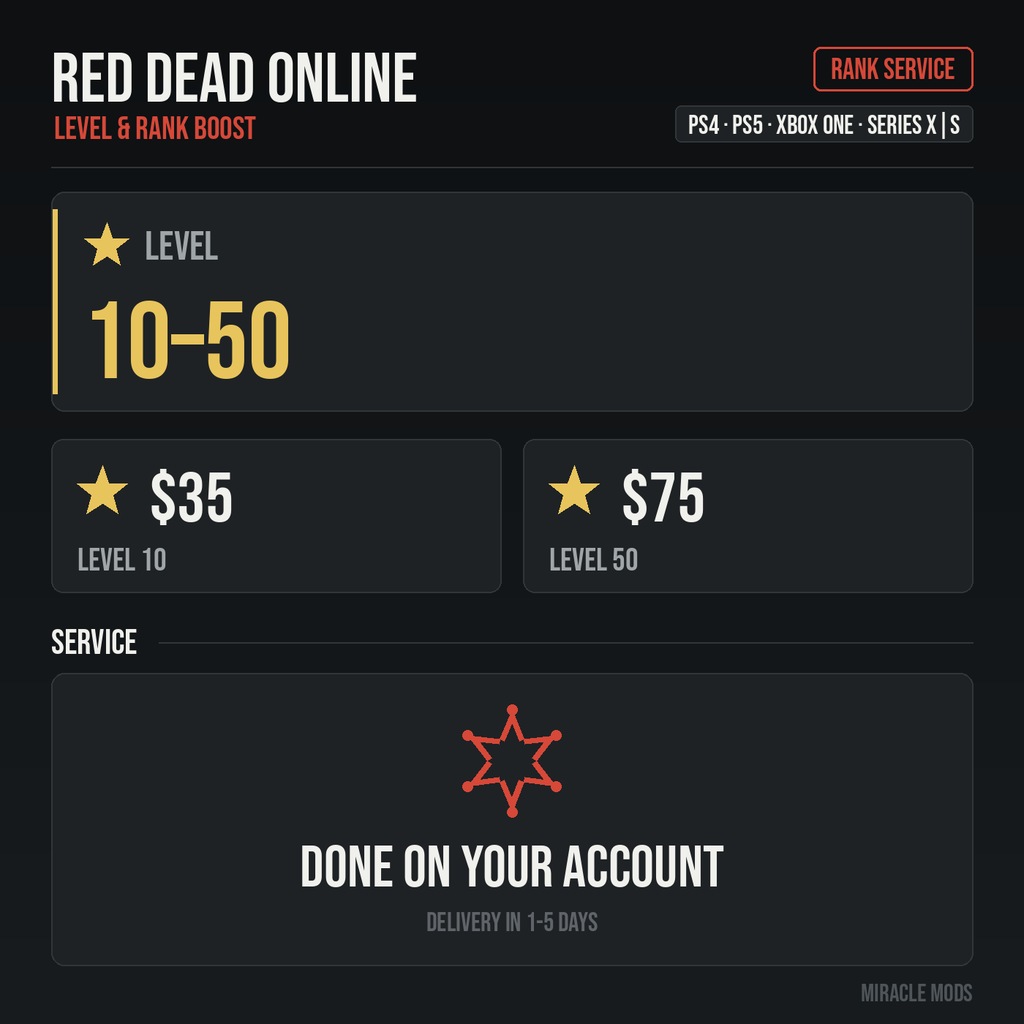 (PS/Xbox) Red Dead Online Level & Rank Boost (PS/Xbox) Red Dead Online Level & Rank Boost