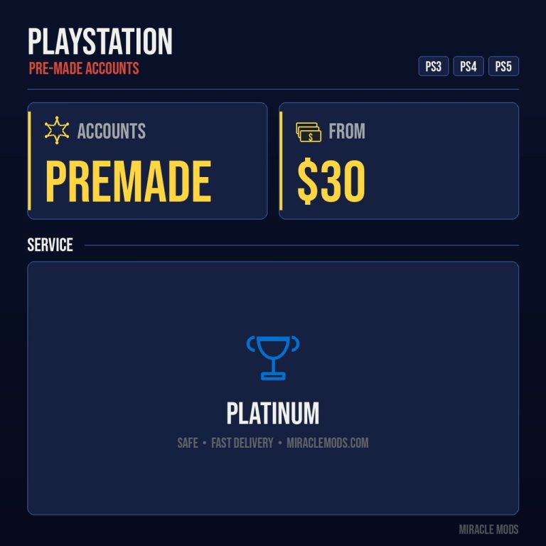PS3/PS4/PS5 Platinum Trophy Pre-Made Accounts Pre-made PlayStation account with platinum trophies