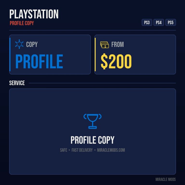PS3 PS4 PS5 trophy profile copy service