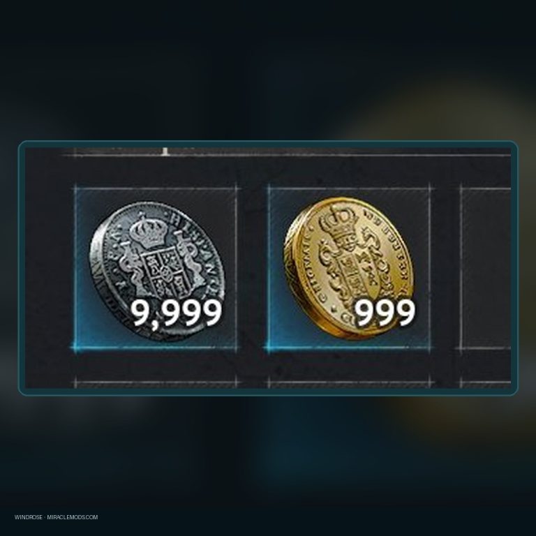 Windrose — 9999 Piastres And 9999 Guinea (Currency Coins) 9999 Windrose piastres and guinea coins