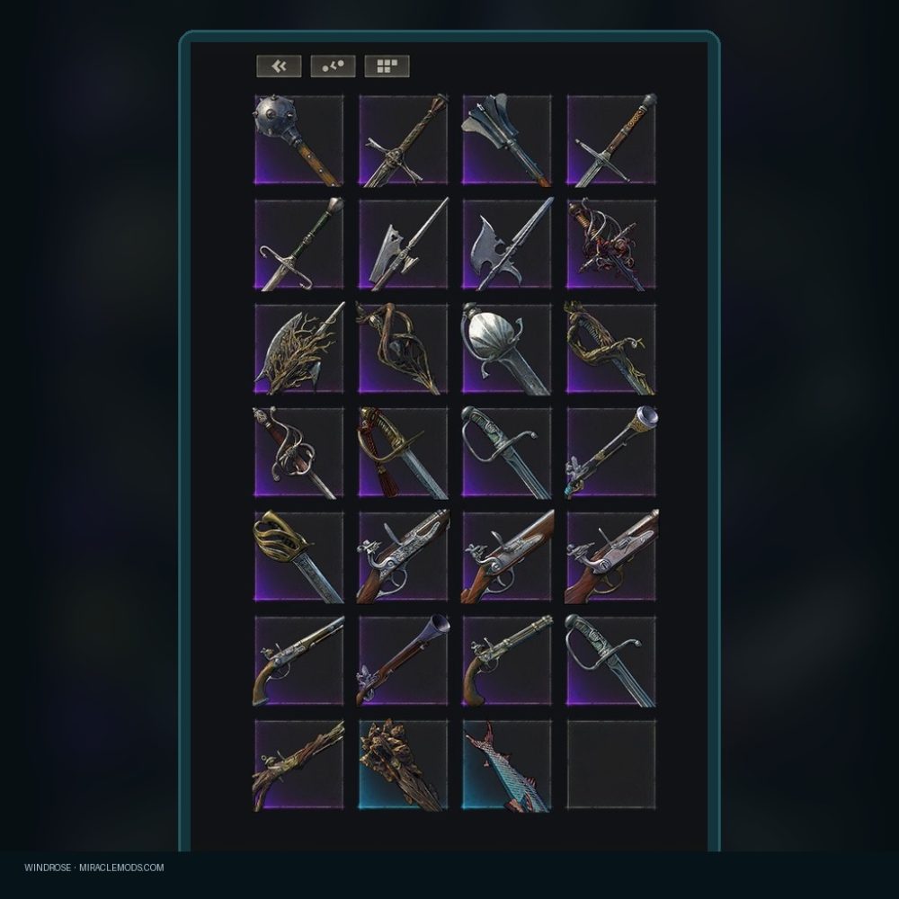 Windrose — All Weapons Pack (27 pcs, Max +15) Windrose all weapons pack, 27 weapons +15