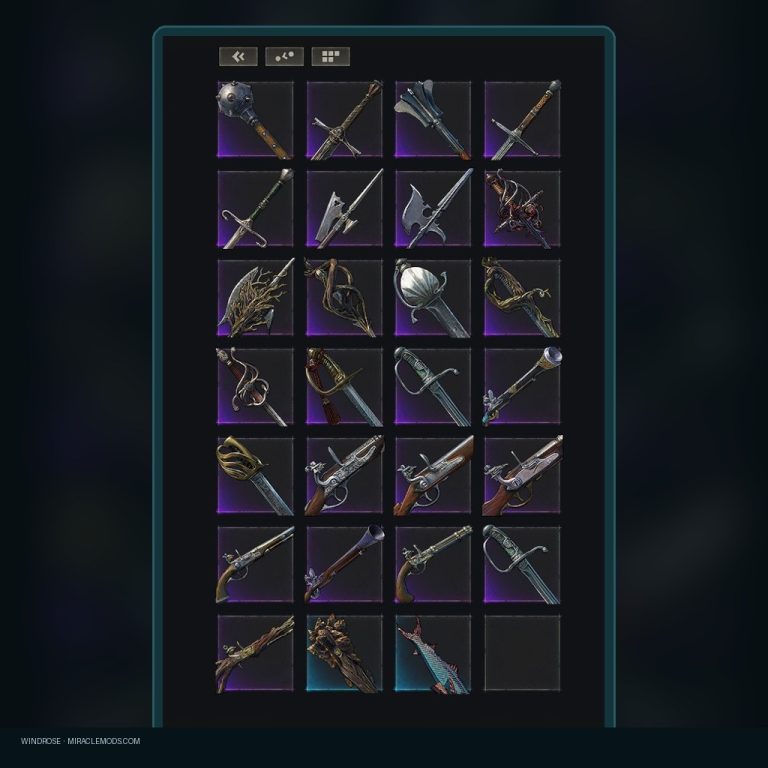 Windrose — All Weapons Pack (27 pcs, Max +15) Windrose all weapons pack, 27 weapons +15